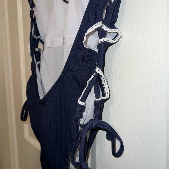 SHEIN Navy One-Piece with Side Cutouts and Ties - Picture 4 of 5
